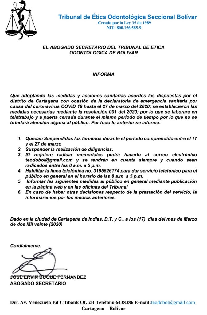 MEDIDAS TRANSITORIAS PARA AFRONTAR LA EMERGENCIA SANITARIA GENERADA POR EL COVID - 19